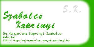 szabolcs kaprinyi business card